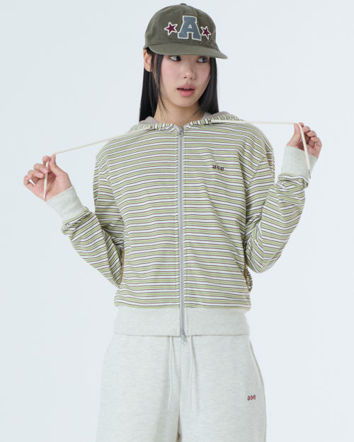 MUSINSA | AEAE STRIPE HOODIE ZIP UP [GREY]