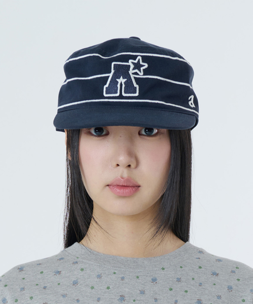 MUSINSA | AEAE A LOGO PILLBOX CAP [NAVY]