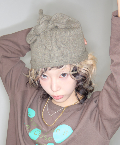 Tie Loop Beanie_Olive