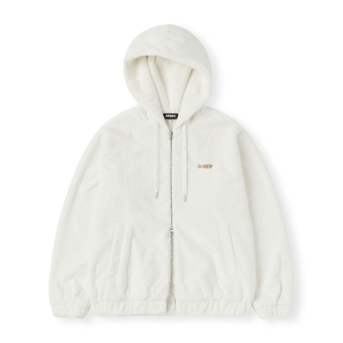 MUSINSA | NDY Faux Fur Hoodie Zip-Up (Black/Ivory/Light Blue)