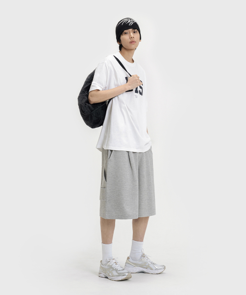 BERMUDA WIDE ONE-TUCK CARPENTER SWEAT SHORTS [GRAY] thumbnail 5