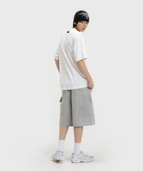 BERMUDA WIDE ONE-TUCK CARPENTER SWEAT SHORTS [GRAY] thumbnail 6