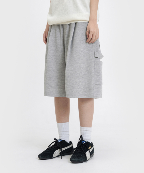 BERMUDA WIDE ONE-TUCK CARPENTER SWEAT SHORTS [GRAY] thumbnail 7