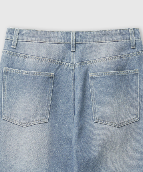 Vintage Cat Washing Wide Denim Pants [Light Blue] thumbnail 9