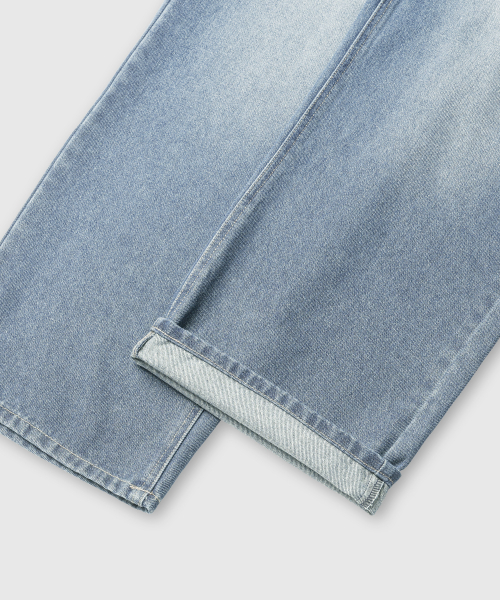 Vintage Cat Washing Wide Denim Pants [Light Blue] thumbnail 10