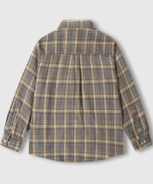 Oversized Flannel Pocket Check Shirt [Deep Blue] thumbnail 8