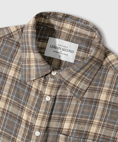 Oversized Flannel Pocket Check Shirt [Deep Blue] thumbnail 9