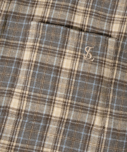 Oversized Flannel Pocket Check Shirt [Deep Blue] thumbnail 10