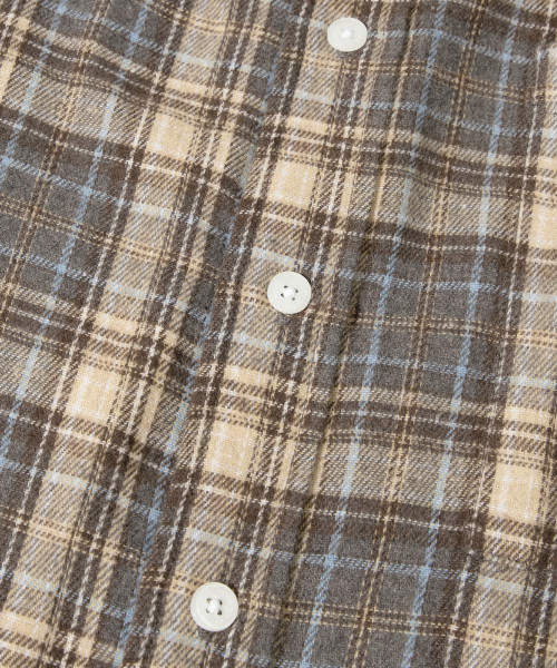 Oversized Flannel Pocket Check Shirt [Deep Blue] thumbnail 12