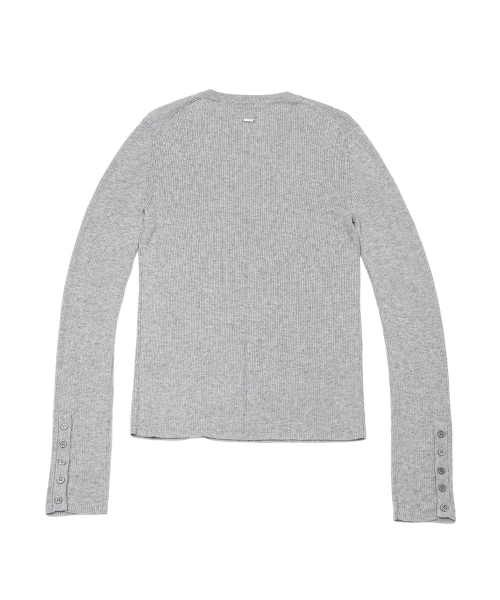 MUSINSA | SCHISM INDUCING BUTTON SLIT HENLEY KNIT GREY