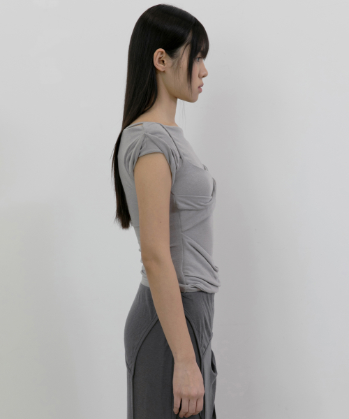 Layered Bustier T-Shirt (FL-108_Gray) thumbnail 7