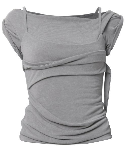 Layered Bustier T-Shirt (FL-108_Gray) thumbnail 10