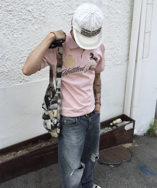 Untitled Crest Polo Crop Short Sleeve Pink thumbnail 8