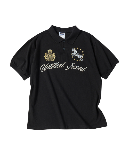 Untitled Crest Polo Crop Short Sleeve Black thumbnail 3