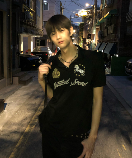 Untitled Crest Polo Crop Short Sleeve Black thumbnail 10