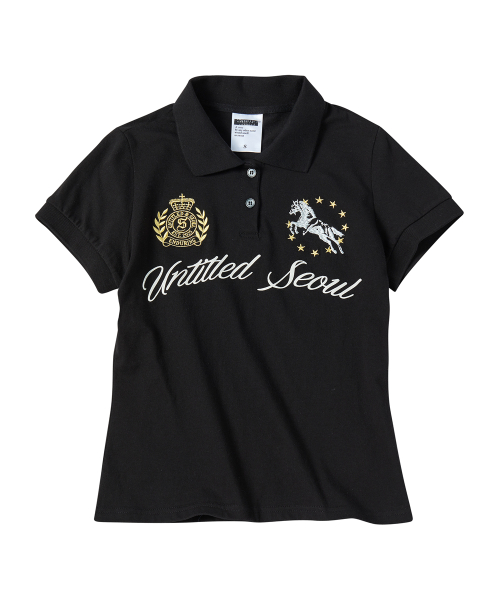 Untitled Crest Polo Crop Short Sleeve Black thumbnail 2