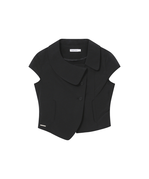 MUSINSA公式 | MISEKI SEOUL Crop round collar jacket BLACK