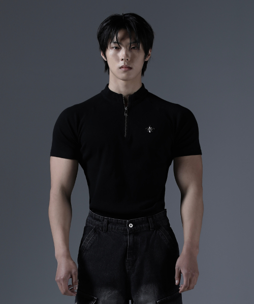 Kamid Antique Half-Zip Short Sleeve [Black] thumbnail 2