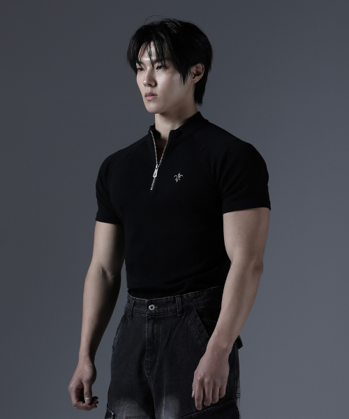 Kamid Antique Half-Zip Short Sleeve [Black] thumbnail 3