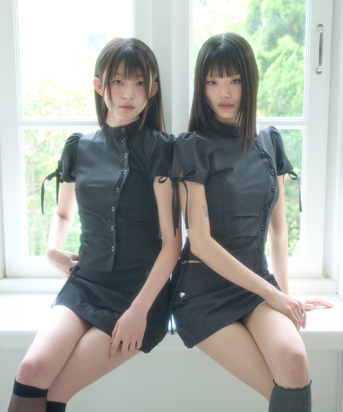 MUSINSA公式 | ILLIGO チャイナボタンカラー トップス チャコール