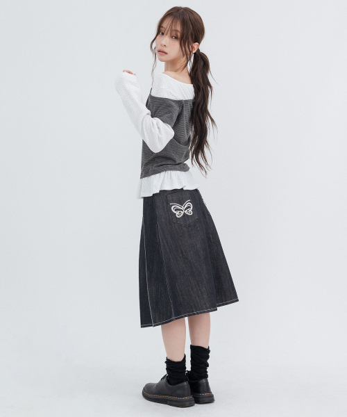 Denim Butterfly Skirts_Navy thumbnail 6