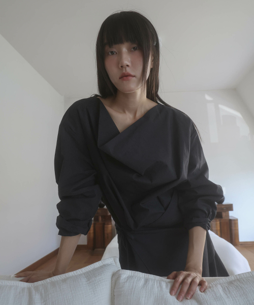 Cowl Neck One-Piece (Stripe) thumbnail 2