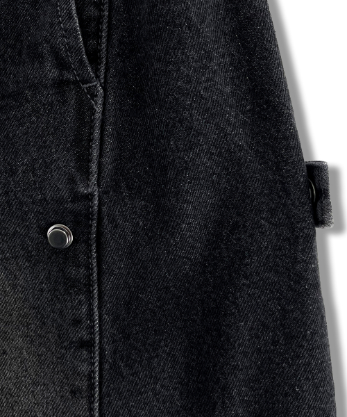 Elastic Snap Curved Denim Pants LR5DU534_BLACK thumbnail 5