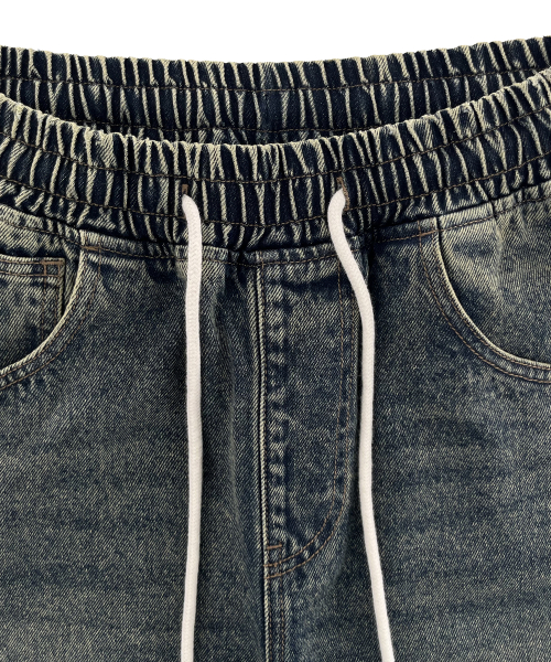 Banding Cut-Detail Curved Denim Pants LR6DU163_INDIGO thumbnail 3
