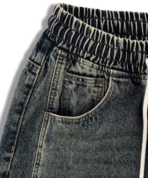 Banding Cut-Detail Curved Denim Pants LR6DU163_INDIGO thumbnail 4