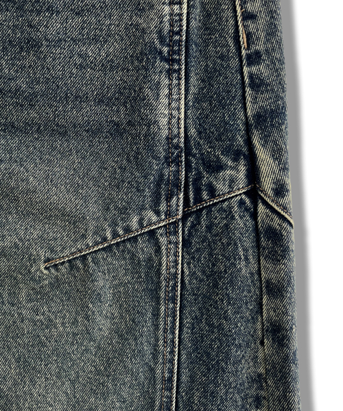 Banding Cut-Detail Curved Denim Pants LR6DU163_INDIGO thumbnail 5