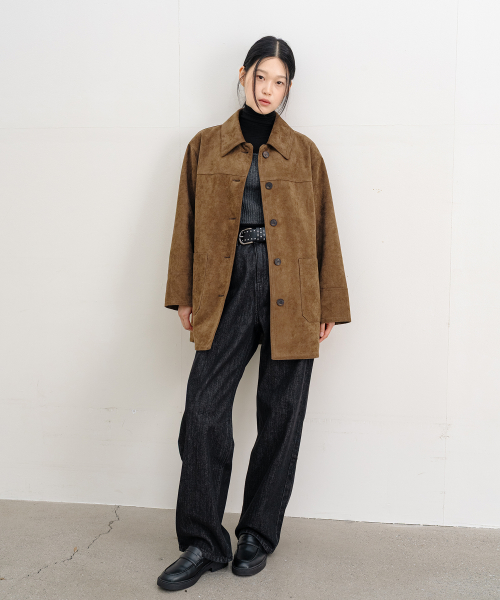 Elan Suede Half Coat - Brown thumbnail 6