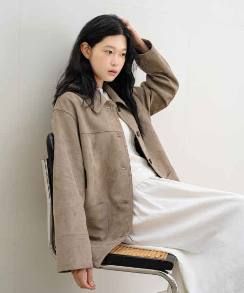 Elan Suede Half Coat - Sand thumbnail 3