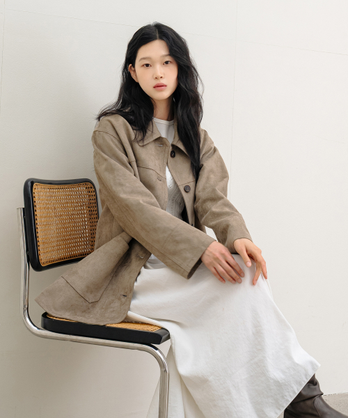 Elan Suede Half Coat - Sand thumbnail 6