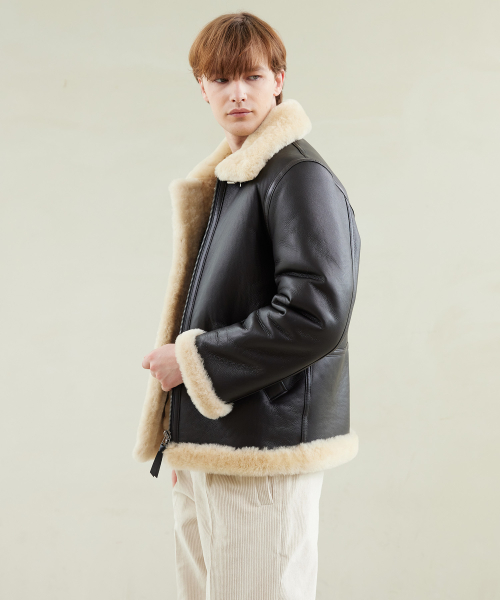Dark Brown Shearling Jacket thumbnail 3
