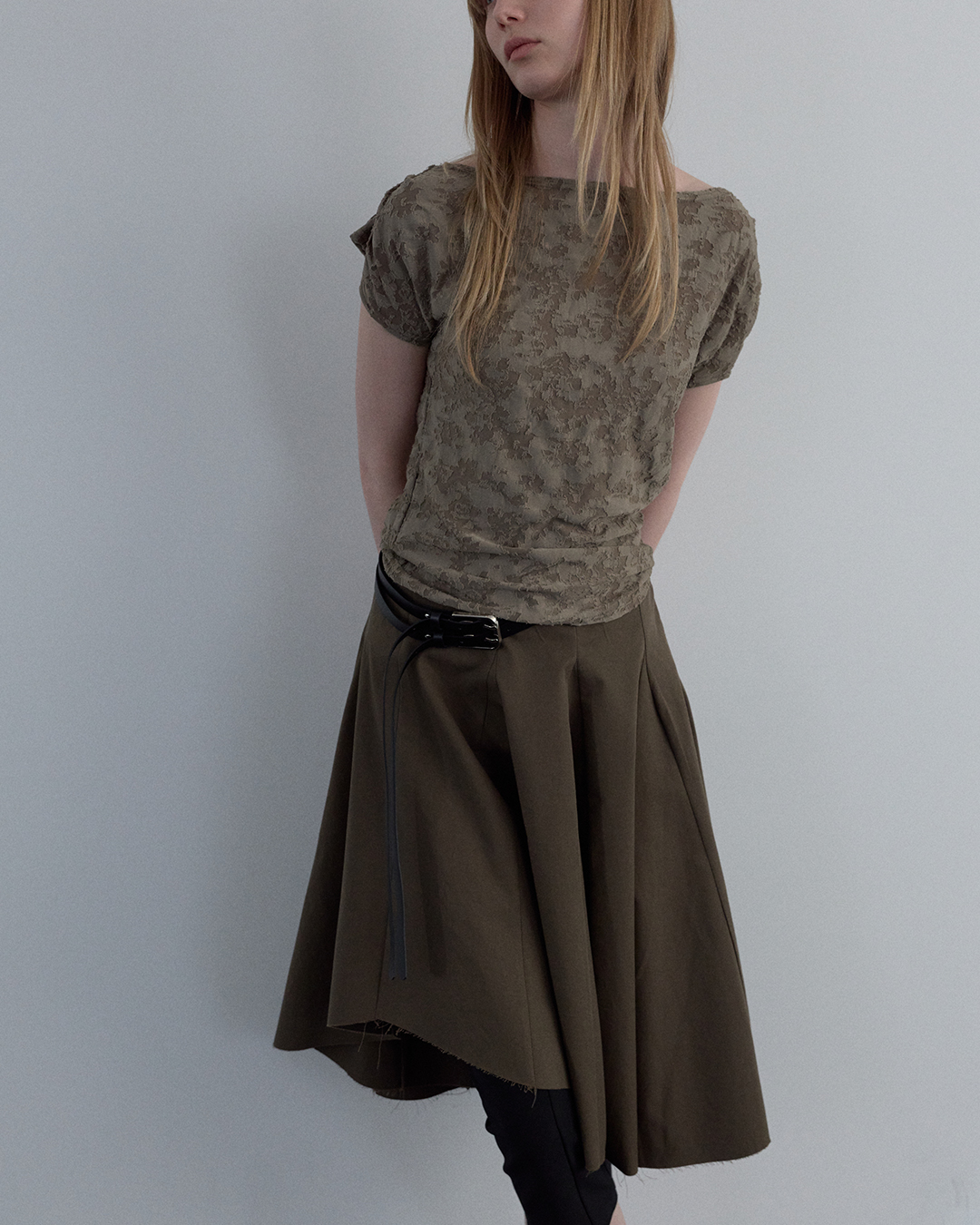 JACQUARD COWL-NECK TOP_IVORY - 2 COLORS KHAKI