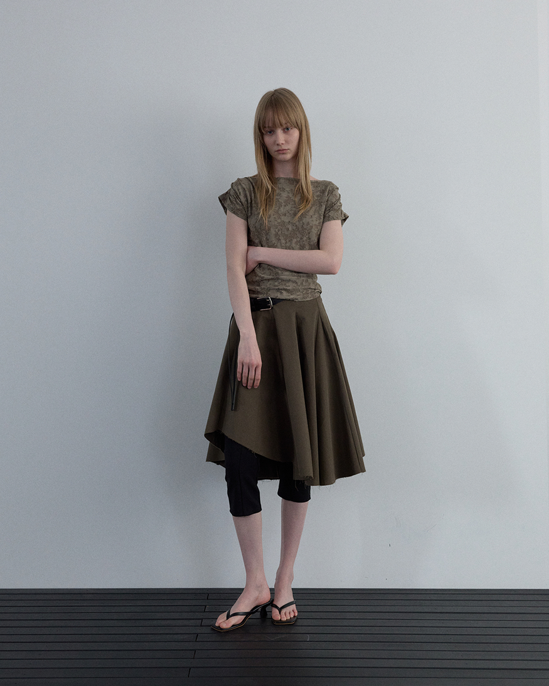 JACQUARD COWL-NECK TOP_IVORY - 2 COLORS KHAKI
