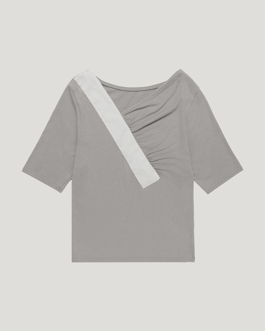 SHIRRING V-NECK TOP_BEIGE - 2 COLORS BEIGE
