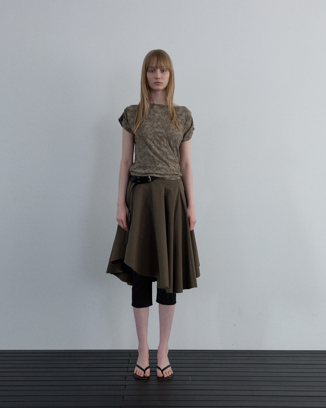 JACQUARD COWL-NECK TOP_IVORY - 2 COLORS KHAKI