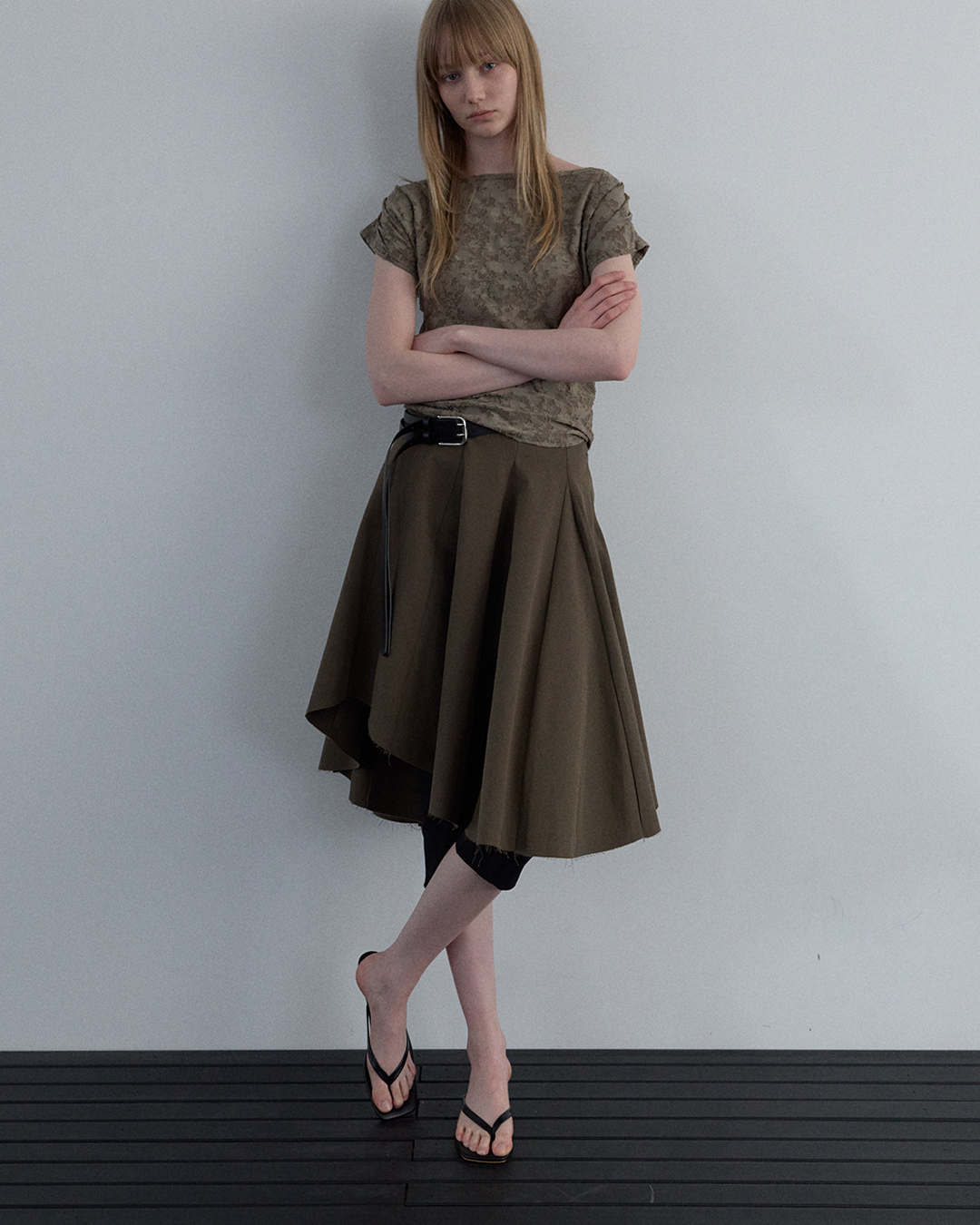 JACQUARD COWL-NECK TOP_IVORY - 2 COLORS KHAKI