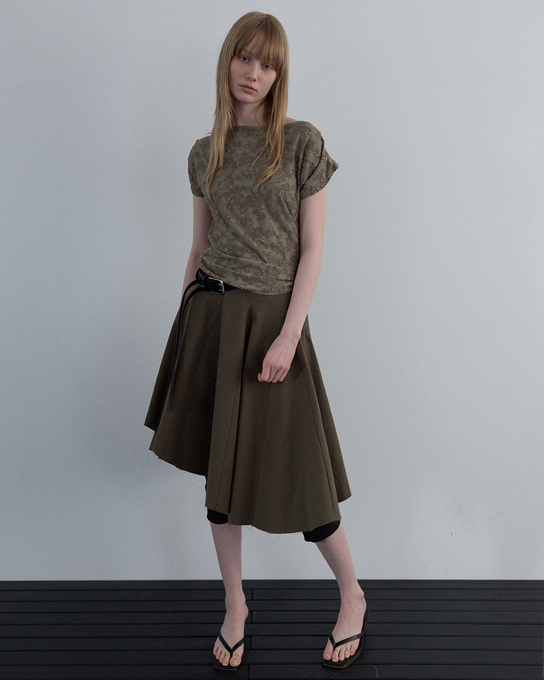 JACQUARD COWL-NECK TOP_IVORY - 2 COLORS KHAKI