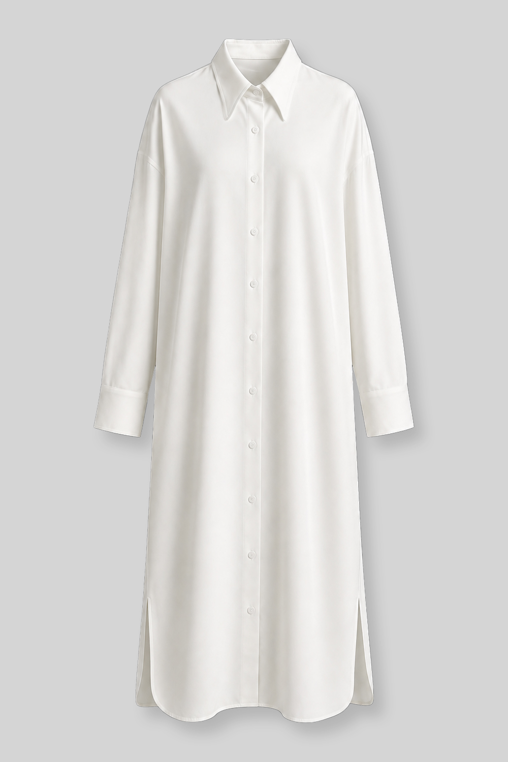 COOLING SILKY LONG SHIRT DRESS / WHITE