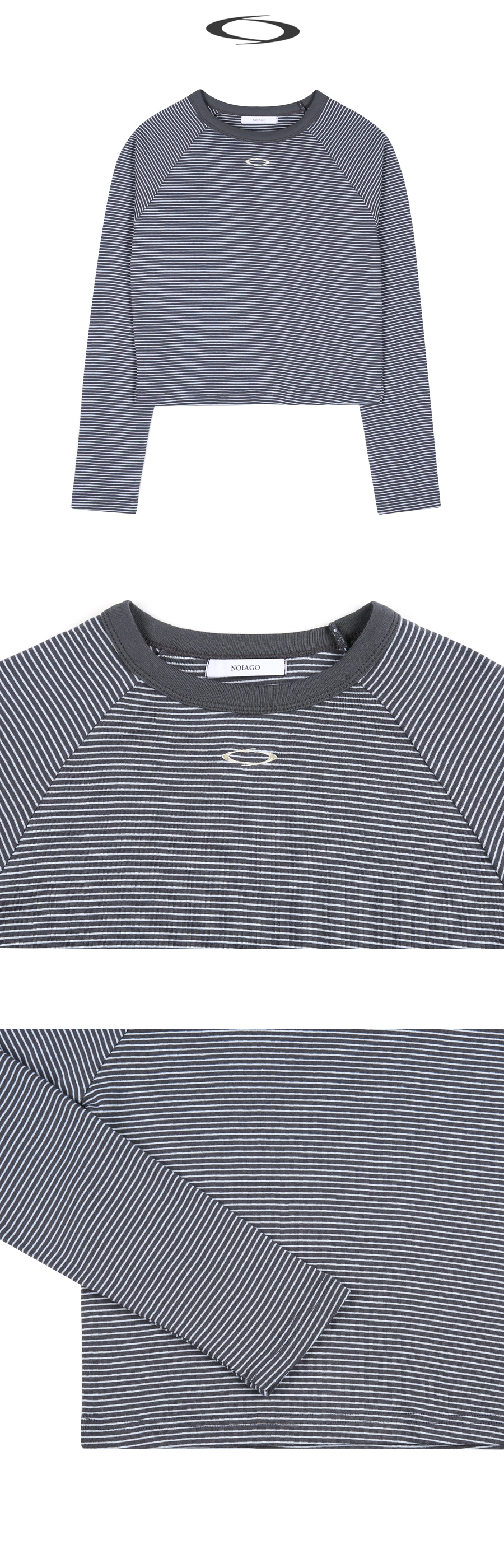STRIPE CROP LONG SLEEVE - 2 COLORS NAVY