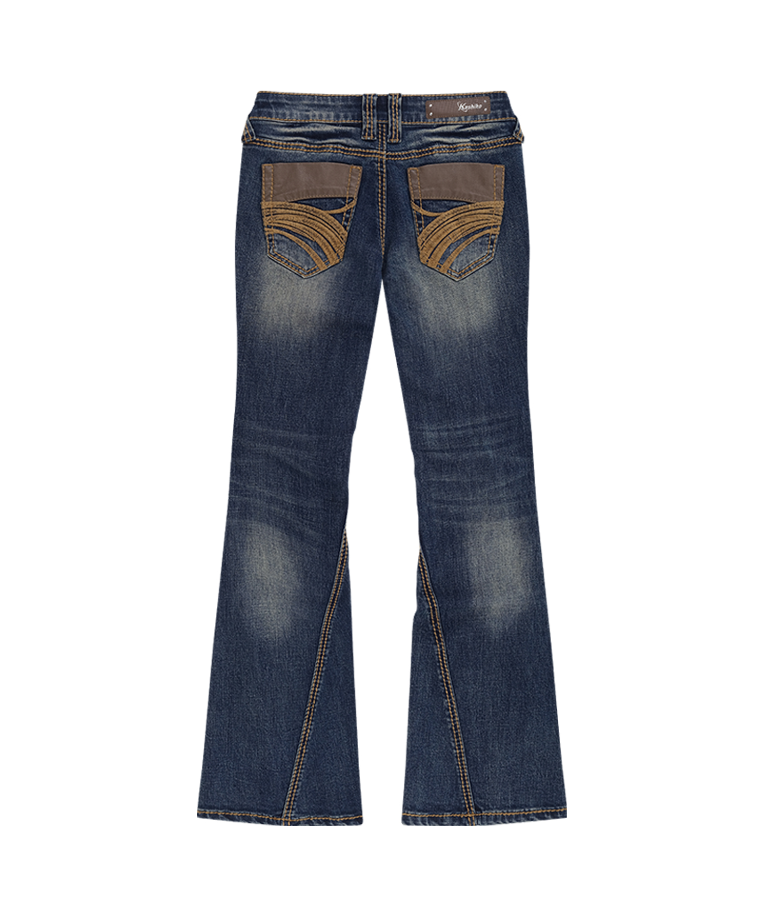 WESTERN CURVE EMBROIDERY JEANS - 2 COLORS BLUE