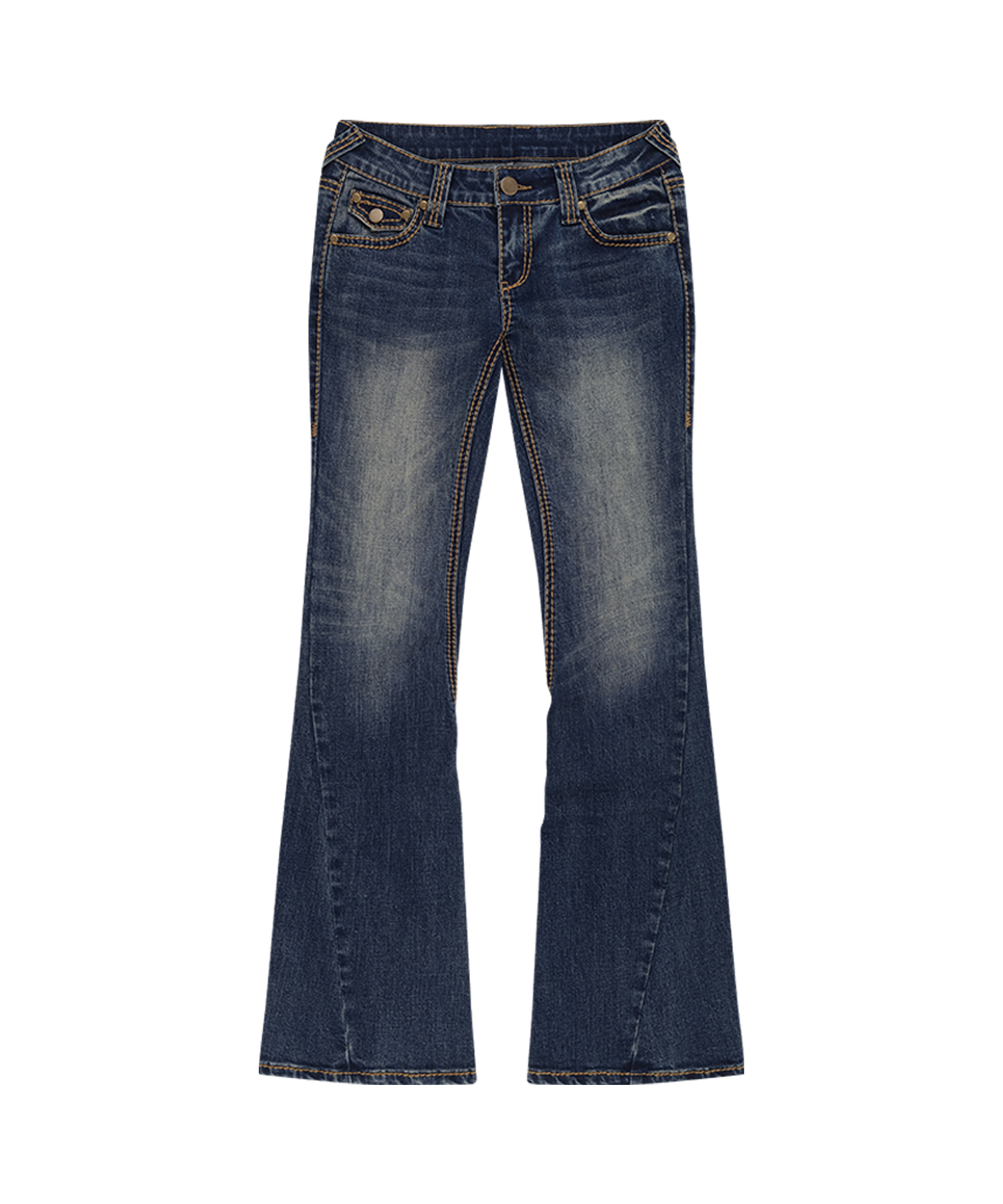 WESTERN CURVE EMBROIDERY JEANS - 2 COLORS BLUE