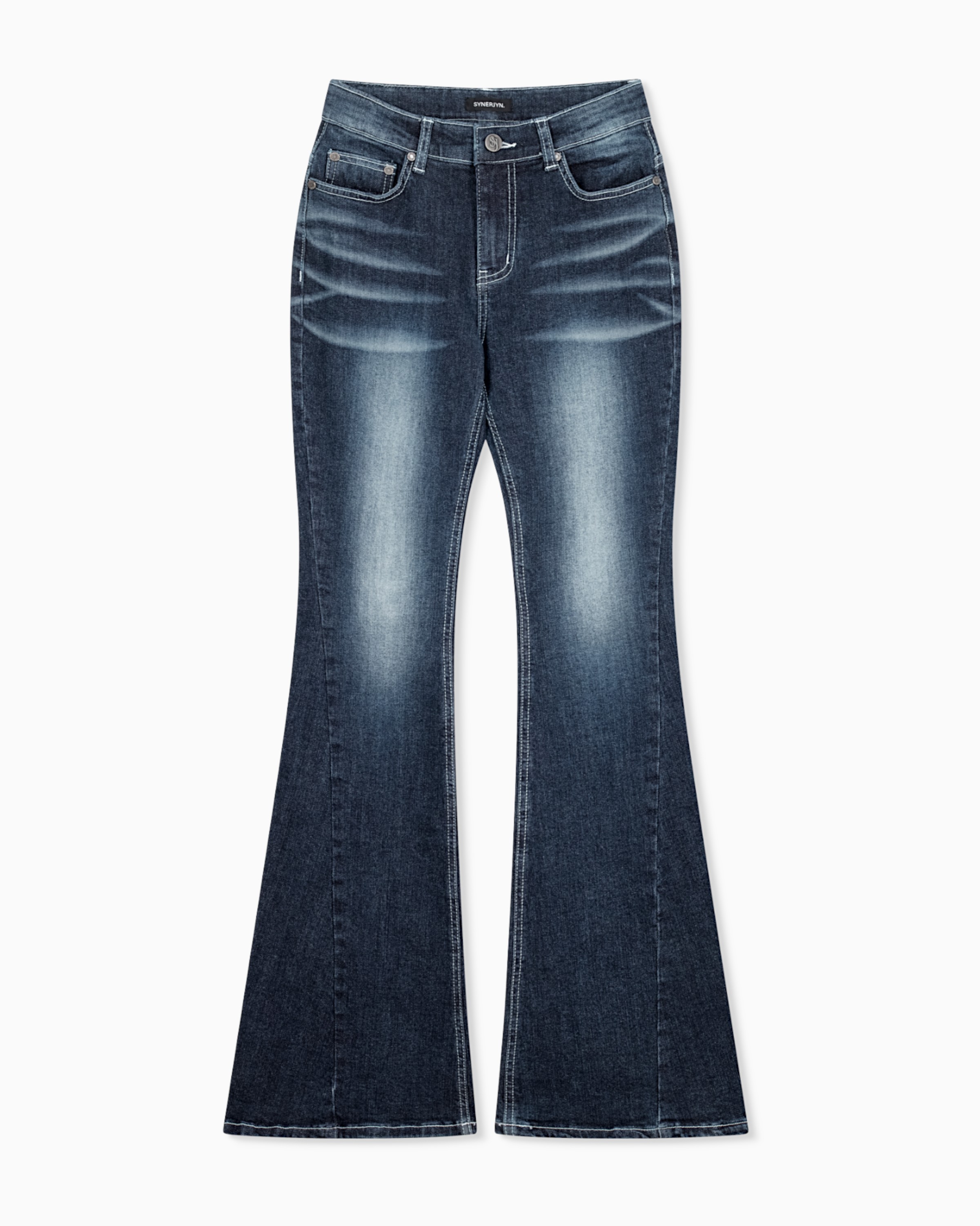 MUSINSA公式 | SYNERJYN 102 CAT WASHING MID-RISE JEANS DEEP BLUE