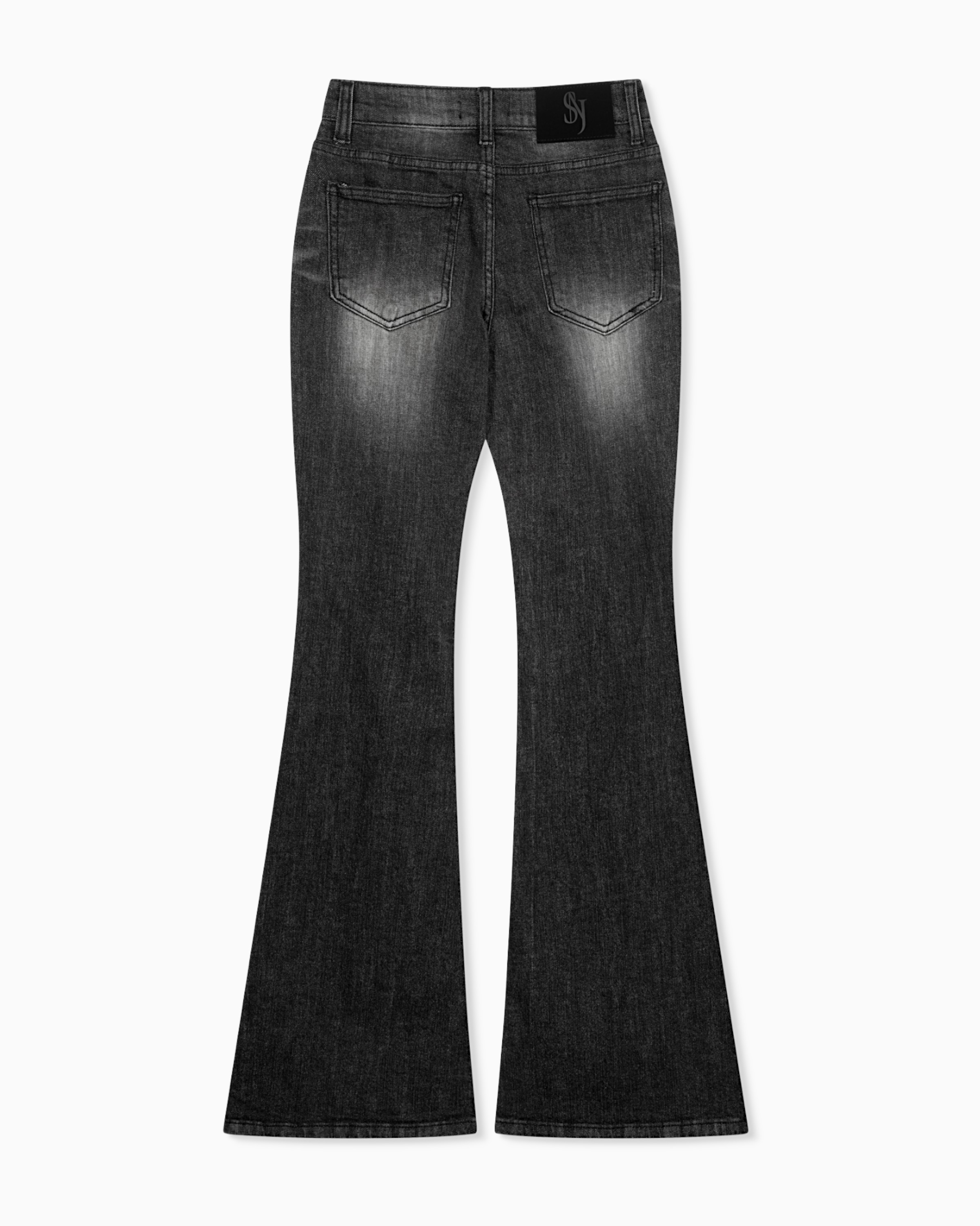 MUSINSA | SYNERJYN 102 CAT WASHING MID-RISE JEANS BLACK