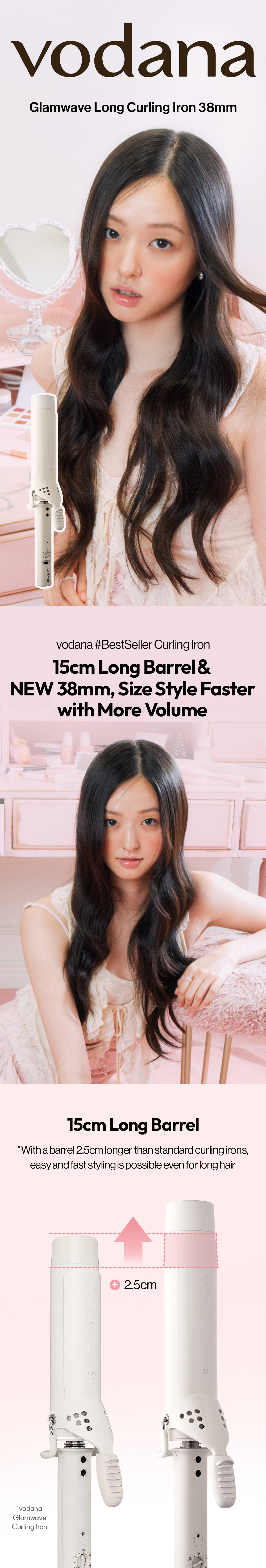 MUSINSA | VODANA Glam Wave Long 38mm Curling Iron Ivory Mood