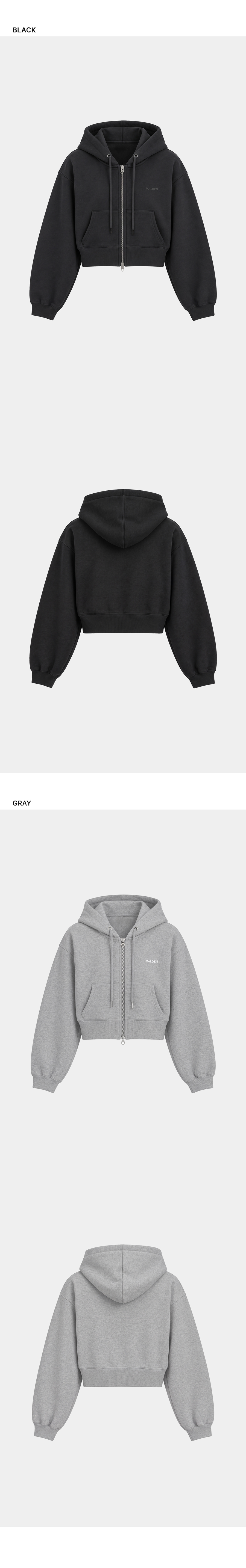 SYMBOL LOGO CROP ZIP-UP HOODIE - 2 COLORS