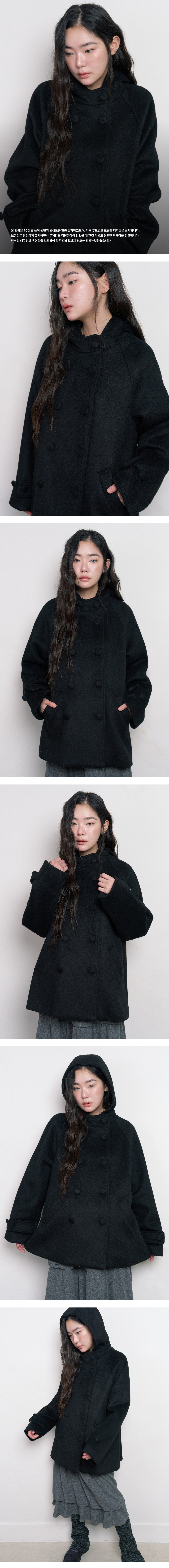 HOOD HALF COAT - 2 COLORS BLACK