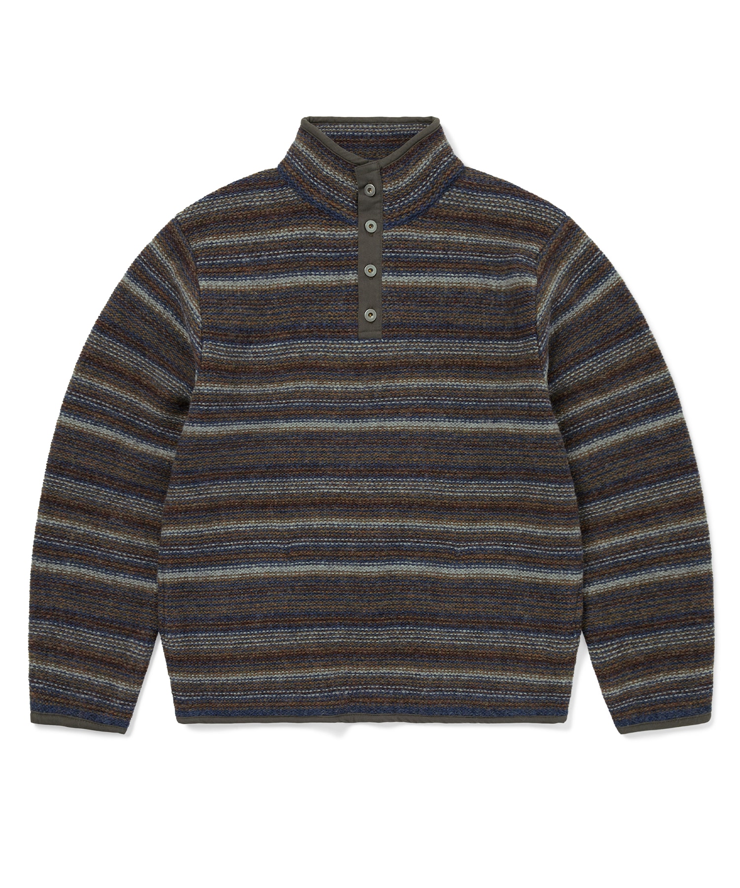 Striped Wool Knit Pullover Olive